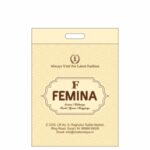 peach printed D cut carry bag